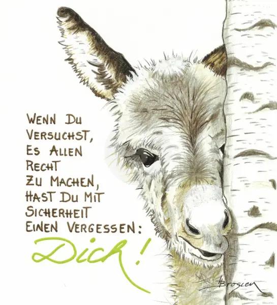 Passepartout Bild Esel "Es allen Recht machen" 24 x 30 cm Heidemarie Brosien