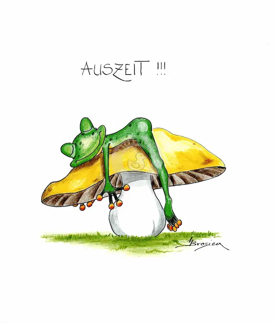 Passepartout Bild Frosch "Auszeit" 24 x 30 cm Heidemarie Brosien