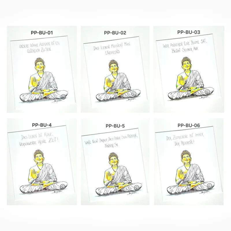 Passepartout Bild Kunstdruck Buddha Sprüche 24 x 30 cm Heidemarie Brosien