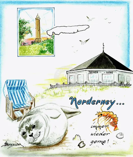 Passepartout Bild Nordseeinsel Norderney 24 x 30 cm Heidemarie Brosien