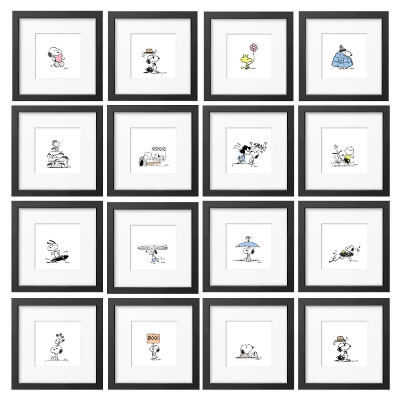 Peanuts Snoopy Bild Gerahmter Kunstdruck Charles M. Schulz 15 Motive 26x26 Magpie