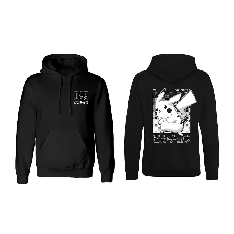 Pokémon „Halftone Pikachu“ Kapuzenpullover, Schwarz