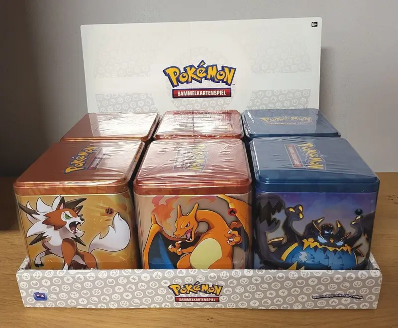 Pokemon Stapel Tin Boxen Finsternis Feuer Kampf Herbst 2022 Karten DE NEU