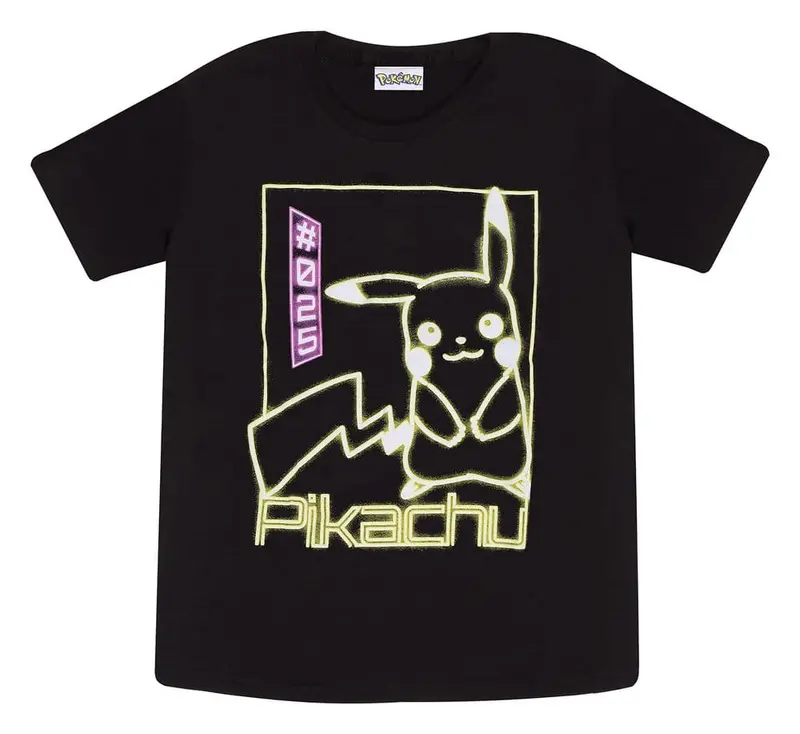 Pokémon T-Shirt Pikachu Neon Black 12-13 Years