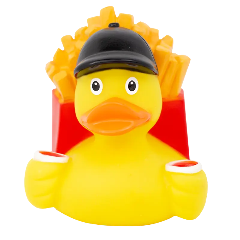 Pommes Tüte Ente Badeente Quietscheente Gummiente Lilalu