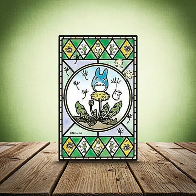 Puzzle Buntglas-Optik 126 Teile - Blühender Löwenzahn – Mein Nachbar Totoro