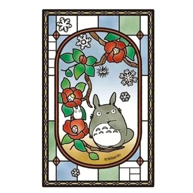 Puzzle Buntglas-Optik 126 Teile - Totoro mit Blumen - Mein Nachbar Totoro
