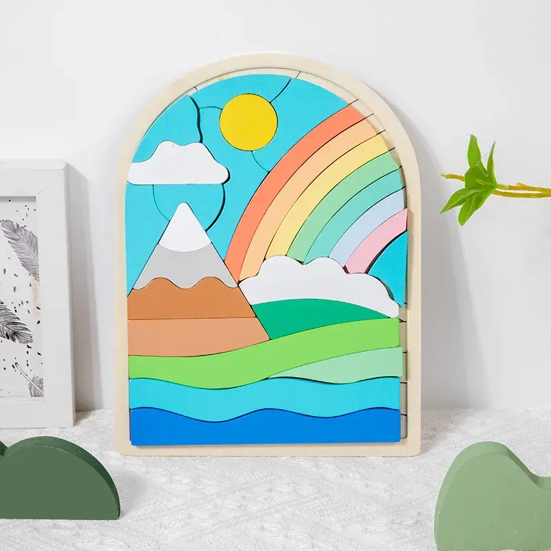 Regenbogen Holzpuzzle | Montessori Lernspielzeug – Bimbino
