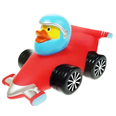 Rennwagen Rennfahrer Rot Badeente Quietscheente Gummiente Factotum