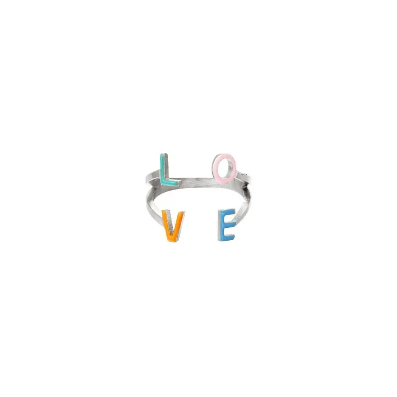 Ring "Love" Mehrfarbig in Silber