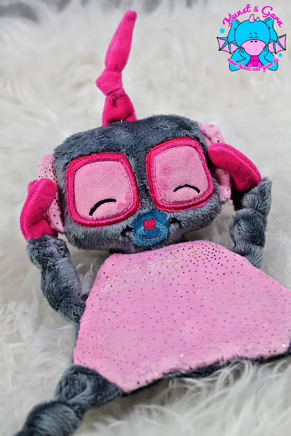 Robo Schnuffeltuch graphit/rosa/pink/glitzer rosa