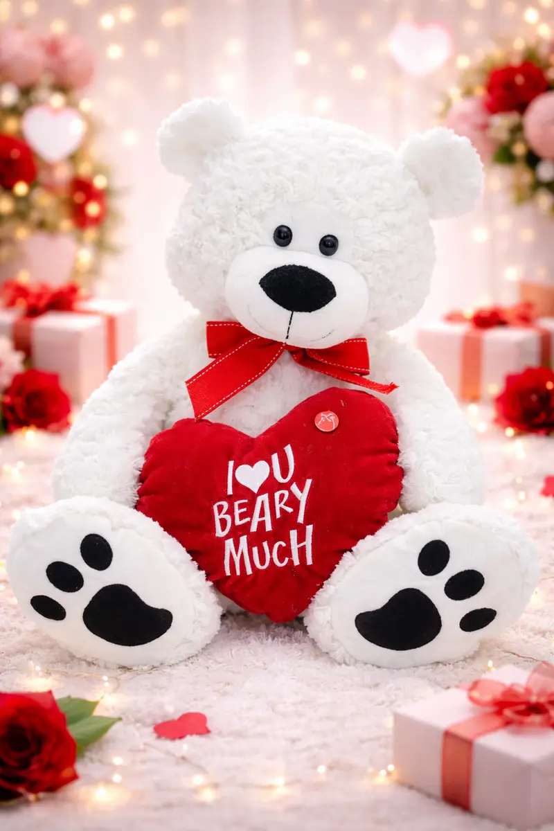 Rock & Roll Teddybär Weiß in 70cm  – Romantik trifft Musik 🤍