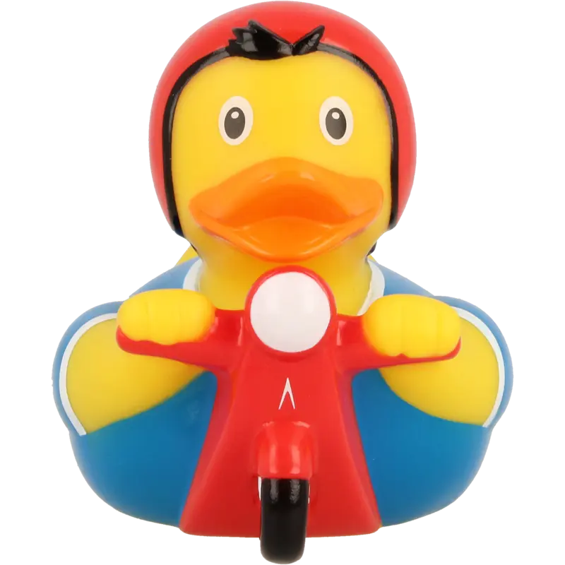 Roller Moped Ente Badeente Quietscheente Gummiente Lilalu
