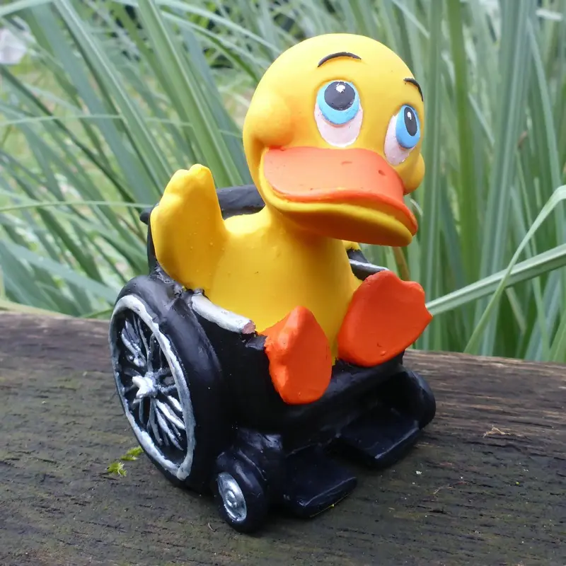 Rolli Rollstuhl Duck Quietscheente Badeente Naturkautschuk Lanco