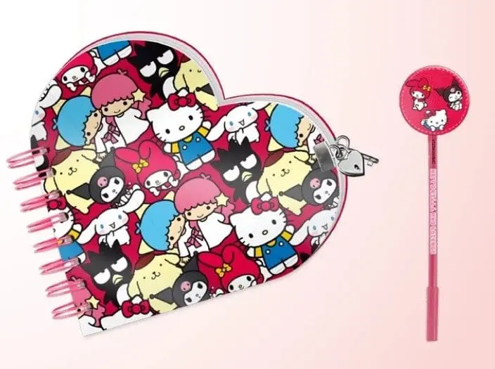 Sanrio Heart Diary & Pen Geschenk-Set Hello Kitty Friends Multicolour