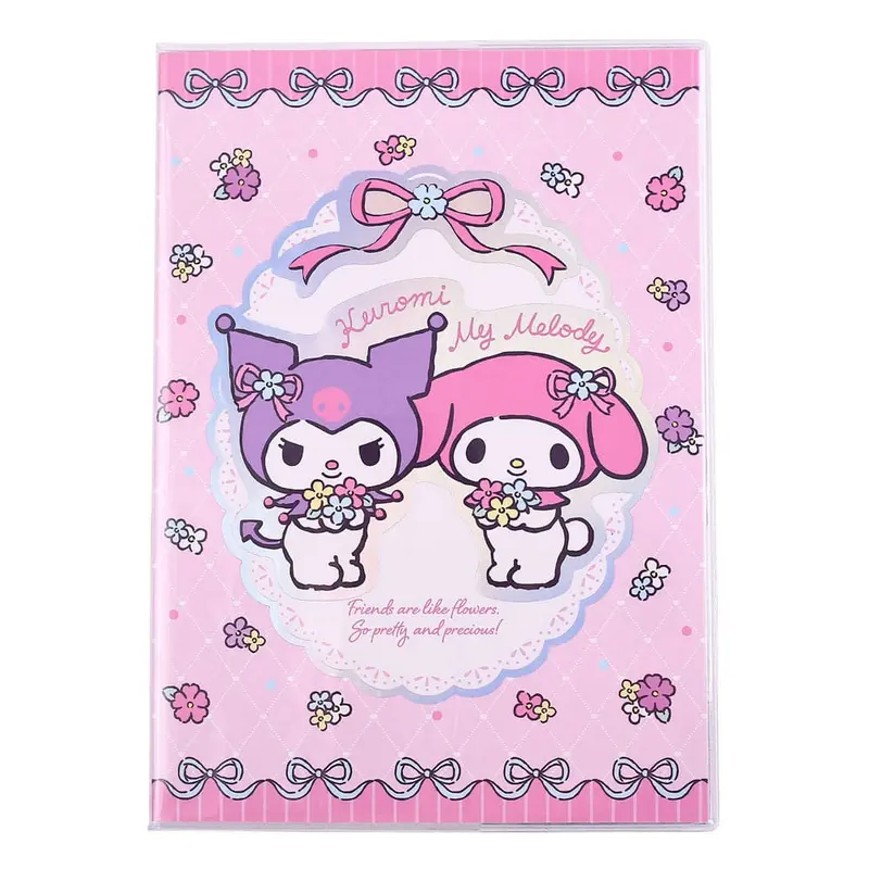 Sanrio Notizbuch Kuromi & My Melody Pastel Flower Holographic Checkered