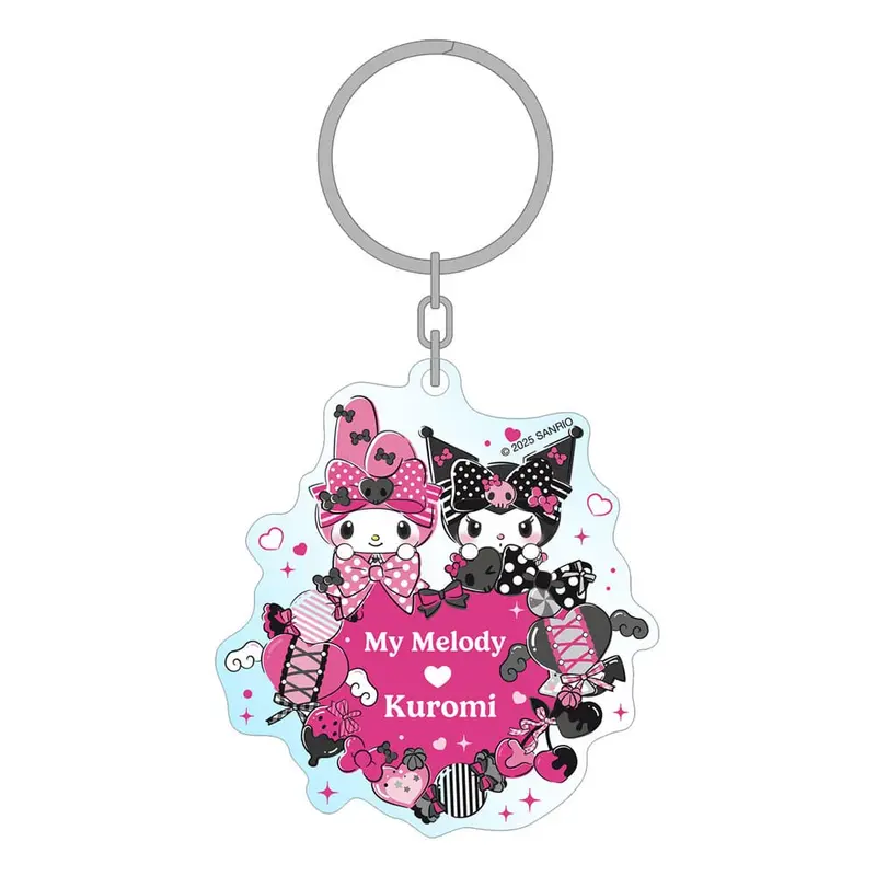 Sanrio Pink Black Party Series Acryl Schlüsselanhänger My Melody & Kuromi 7 cm