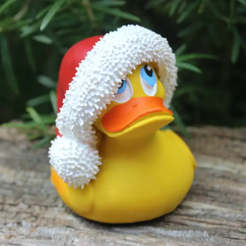 Santa Klaus Weihnachten Quietscheente Badeente Naturkautschuk Lanco
