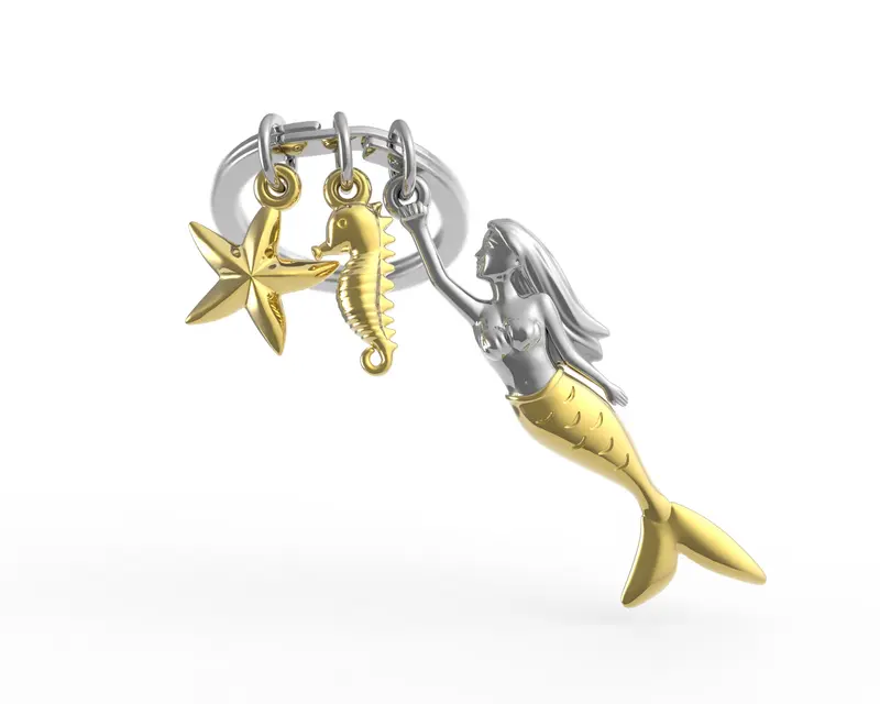 Schlüsselanhänger Mermaid Meerjungfrau Seestern Seepferdchen Metalmorphose