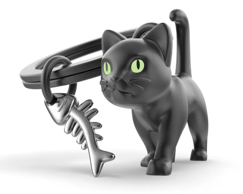 Schlüsselanhänger Schwarze Katze Black Cat Metalmorphose