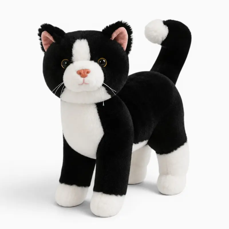 Schwarz-weißes Katzen Kuscheltier