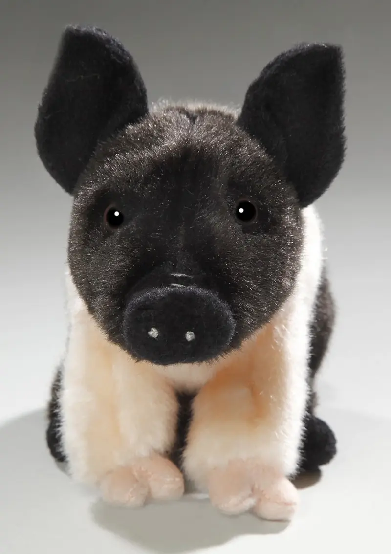 Schwein schwarz-rosa sitzend ca. 18 cm