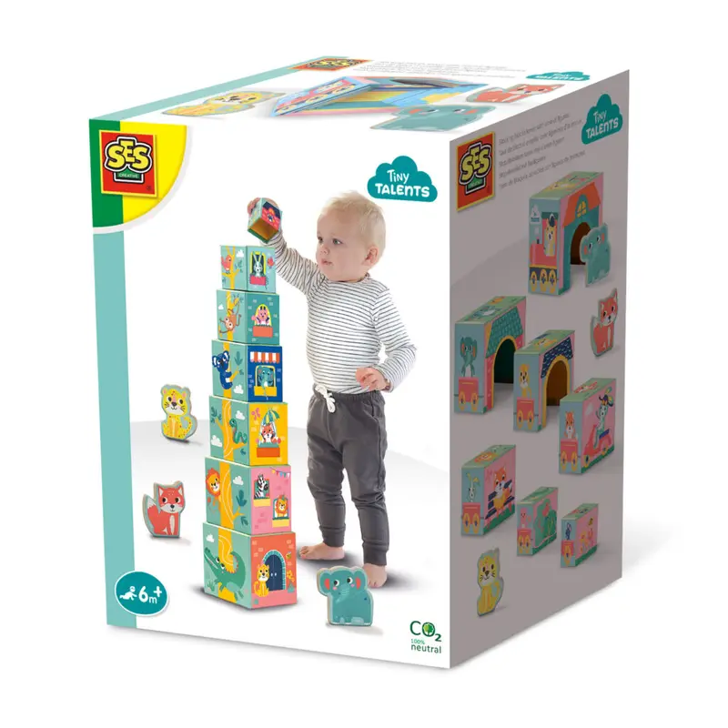 SES Stapelwürfel mit Tierfiguren