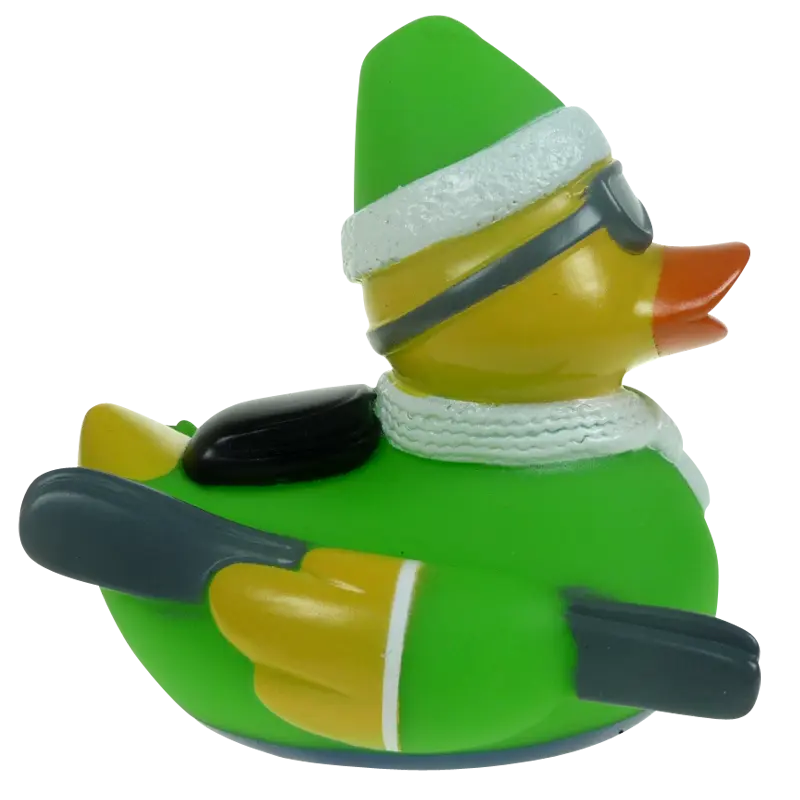 Ski Fahren Ente Badeente Quietscheente Grün Factotum