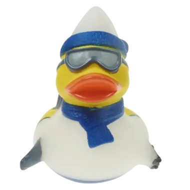 Ski Fahren Ente Badeente Quietscheente Weiss Gefrostet Factotum