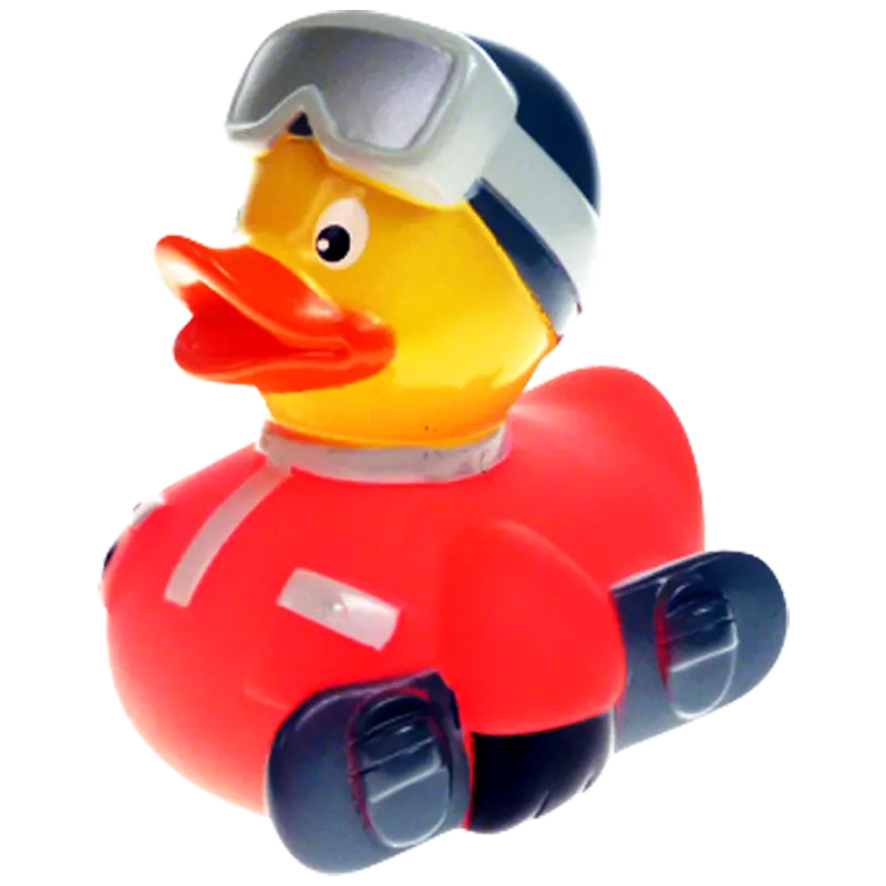 Snowboard Fahren Ente Rot Badeente Quietscheente Factotum