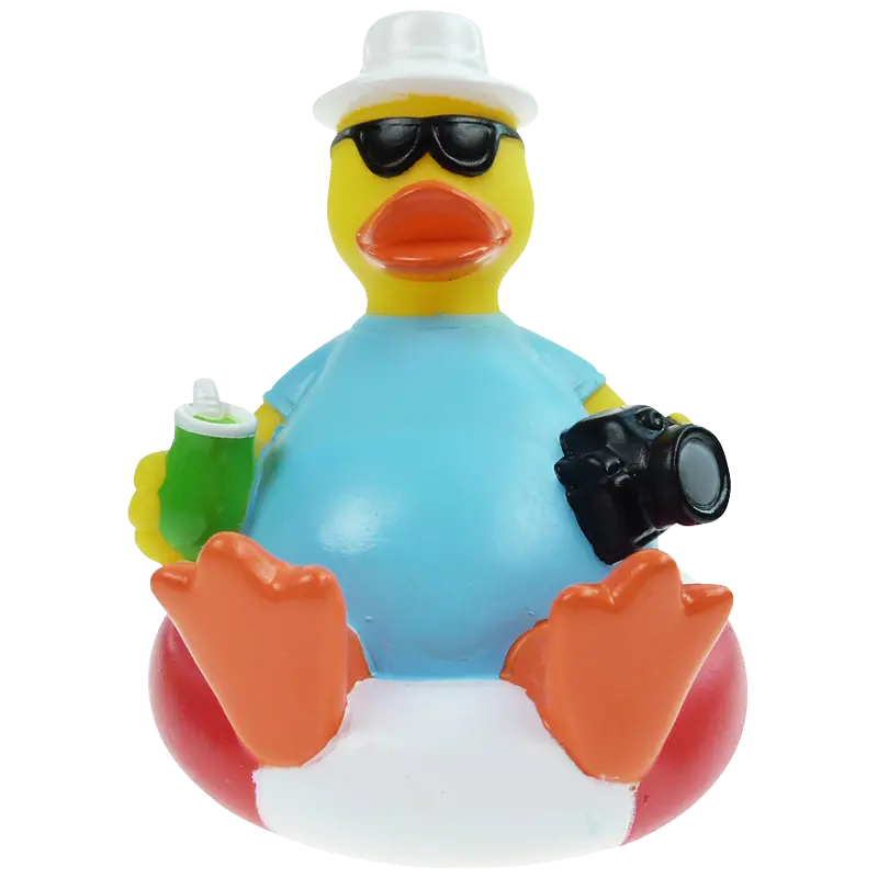 Sommer Urlaub Schwimmring Ente Badeente Quietscheente Factotum