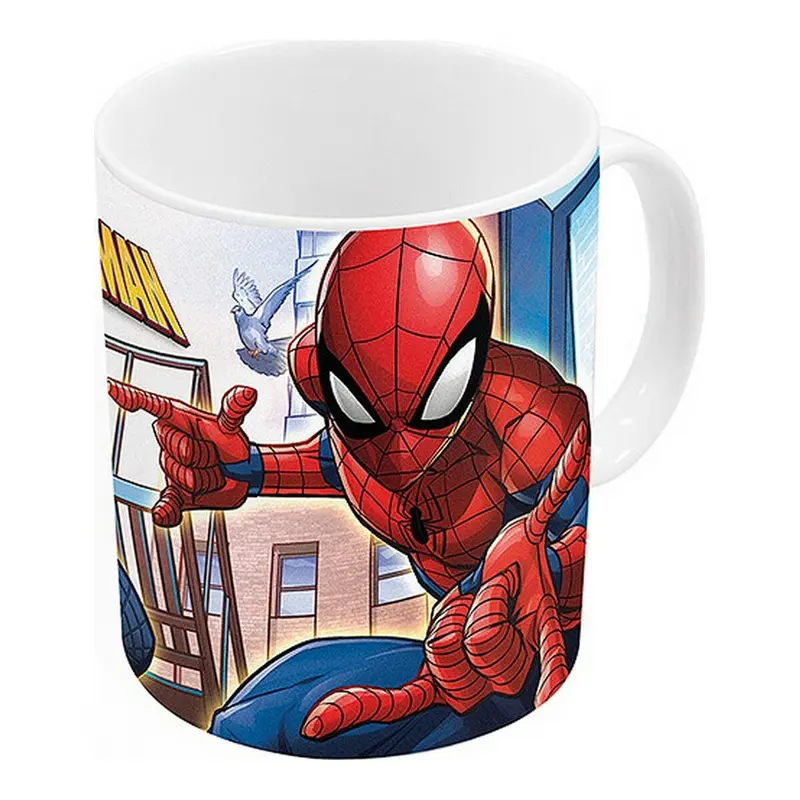 Spider-Man Keramiktasse „Great power“, Blau/Rot, 350 ml