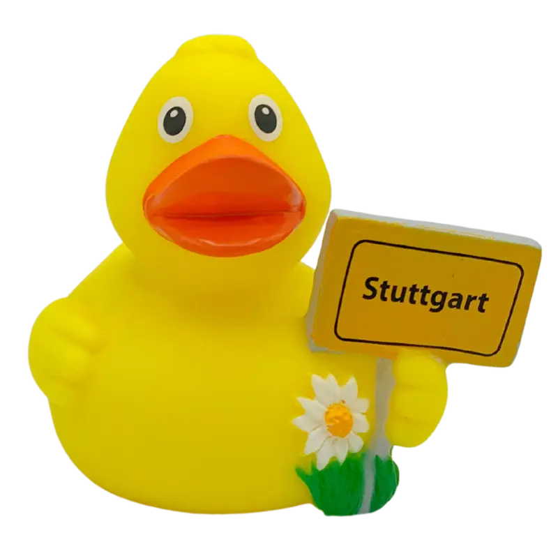 Stuttgart Stadt Ente Ortsschild Badeente Quietscheente Schnabels