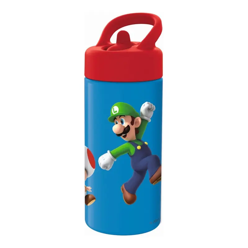 Super Mario Trinkflasche, Rot/Blau, 410 ml
