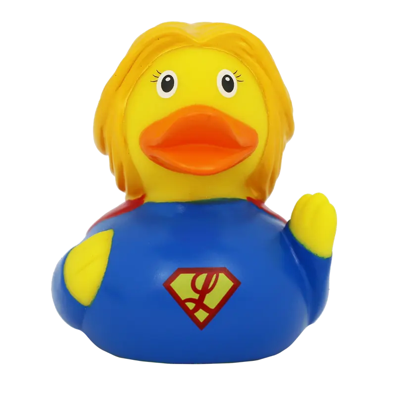 Superheldin Ente Badeente Quietscheente Gummiente Lilalu