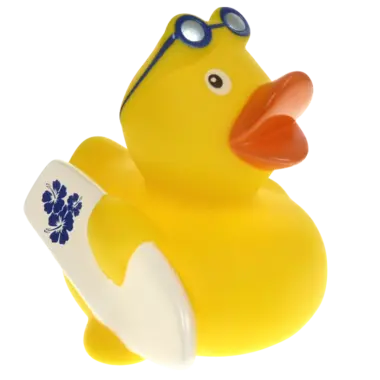 Surfen Aloha Badeente Quietscheente Gummiente Blau Factotum