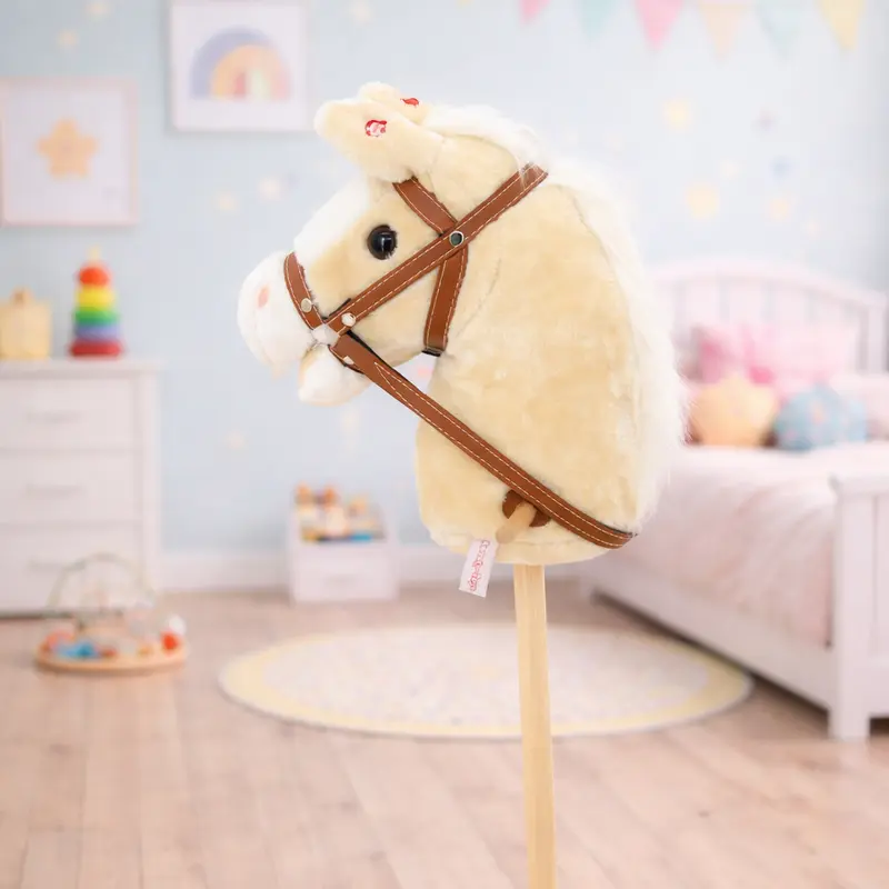 Sweety Toys 10530 Steckenpferd Hobby Horse Champagne mit Soundfunktion Gewieher und Galoppgeräusch
