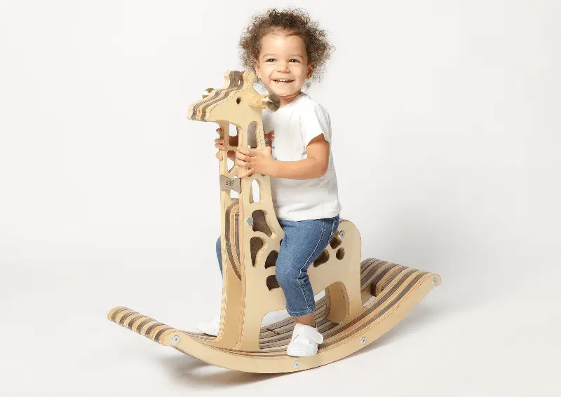 Sweety Toys 11162 Schaukelpferd Holz Schaukeltier Giraffe Gisela Hellbraun- hochwertiges Designer Schaukelpferd