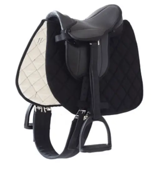 Sweety Toys 11254 Sattel mit Steigbügeln und Satteldecke für Stehpferde 125/130cm - SCHWARZ
