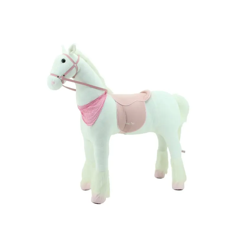 Sweety Toys 13876 Plüsch Stehpferd stabiles Reitpferd Höhe 125 cm weiß mit Stahlunterbau