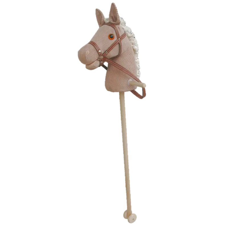 Sweety Toys 5116 Steckenpferd 'CORDY' in beige aus hochwertigem Cord/Baumwolle/Cotton, mit Soundfunktion im Ohr
