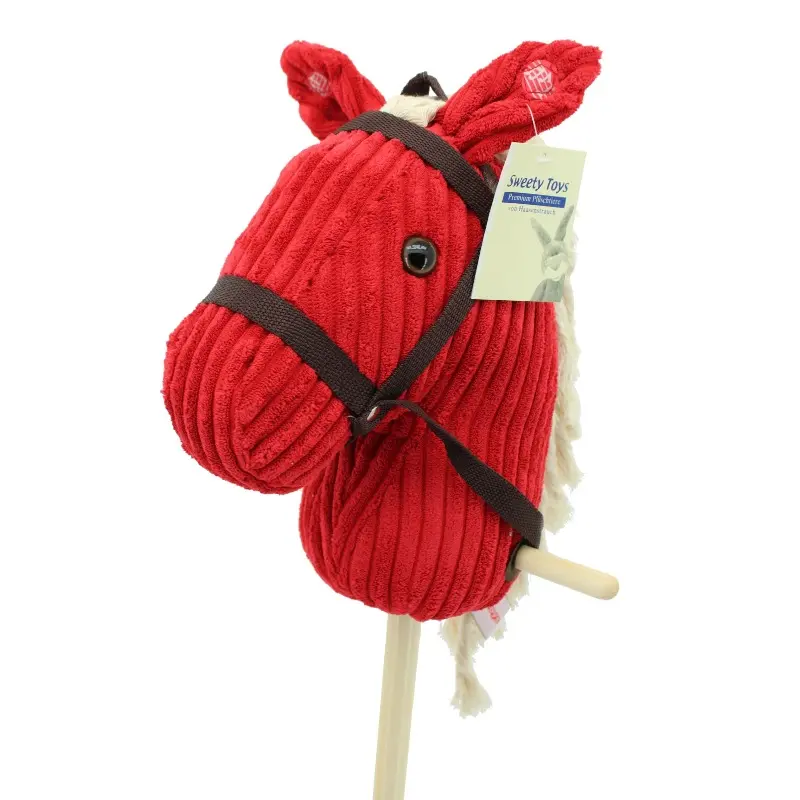 Sweety-Toys 6755 " RED Sugar " CORD COTTON Steckenpferd mit Funktion Gewieher und Galoppgeräusch