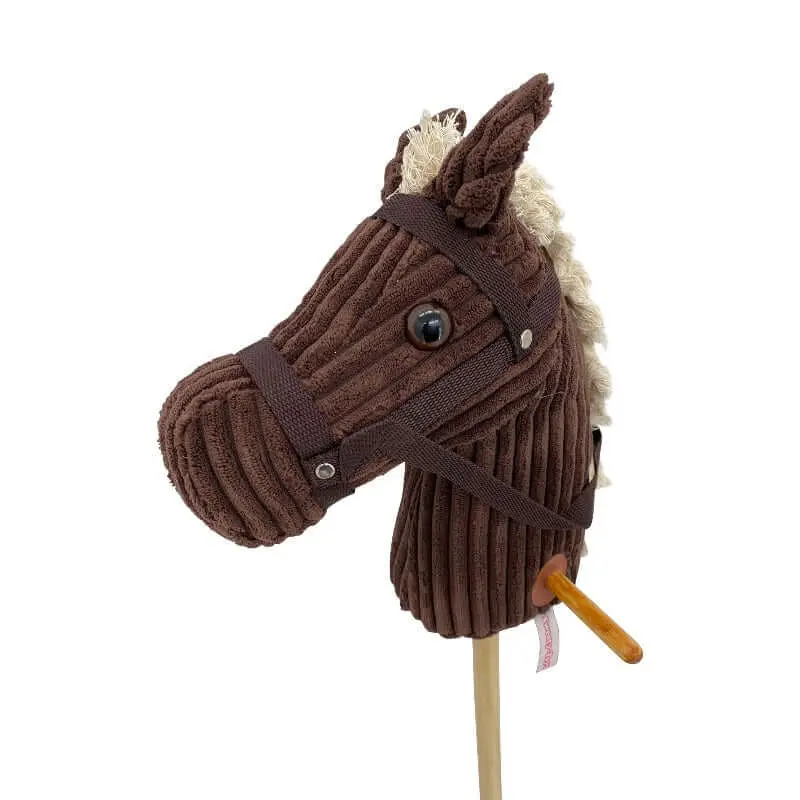 Sweety-Toys 6762 "BROWN Sugar" CORD COTTON Steckenpferd mit Funktion Gewieher und Galoppgeräusch