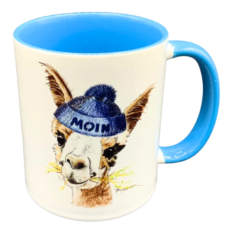 Tasse Kaffeetasse Becher Alpaka "Moin" Heidemarie Brosien