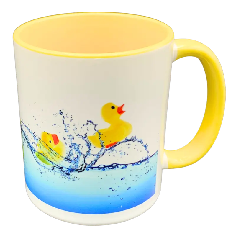 Tasse Kaffeetasse Becher Badeenten Entenmotiv Panoramaformat 2 Farben Entengalerie