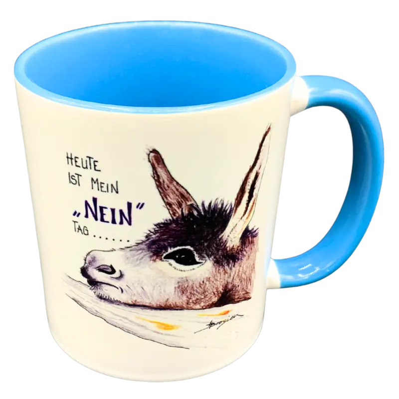 Tasse Kaffeetasse Becher Esel Lustiger Spruch 4 Farben Heidemarie Brosien