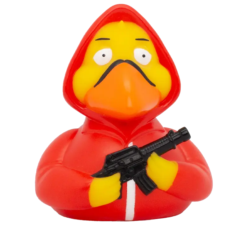 Teich des Geldes Money Ente  Badeente Quietscheente Gummiente Lilalu