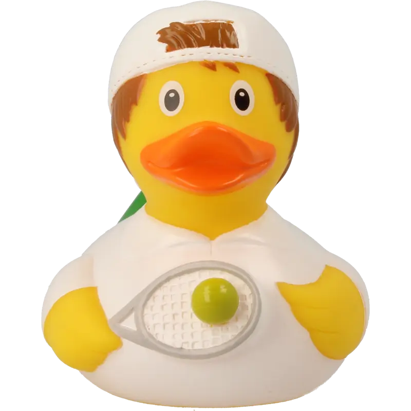Tennisspieler Ente Badeente Quietscheente Gummiente Lilalu