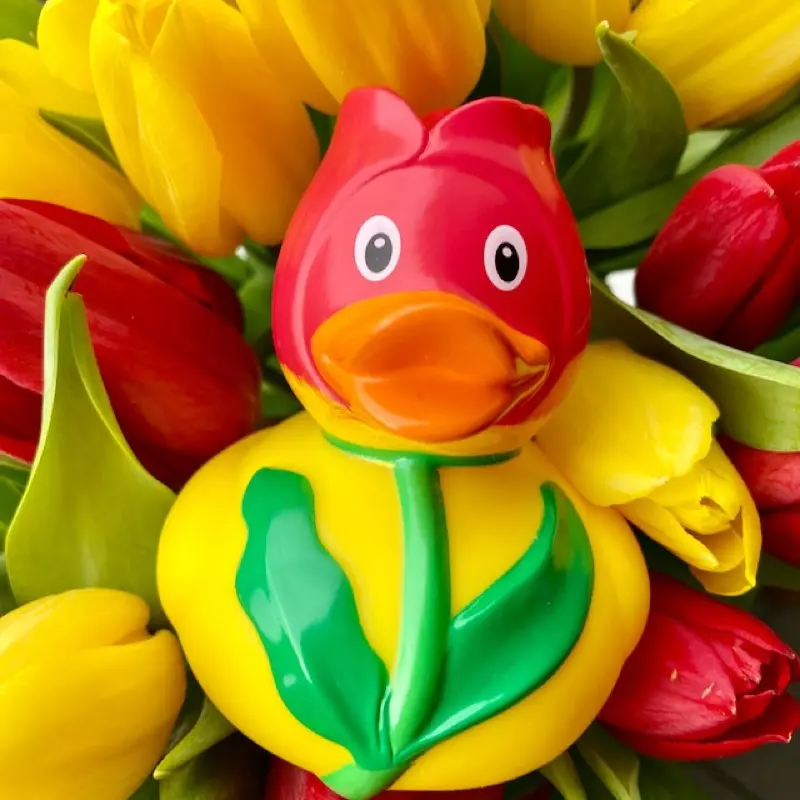 Tulpe Ente Badeente Quietscheente Gummiente Lilalu