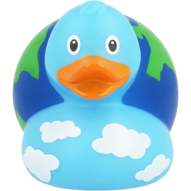 Weltkugel Ente Badeente Quietscheente Gummiente Lilalu